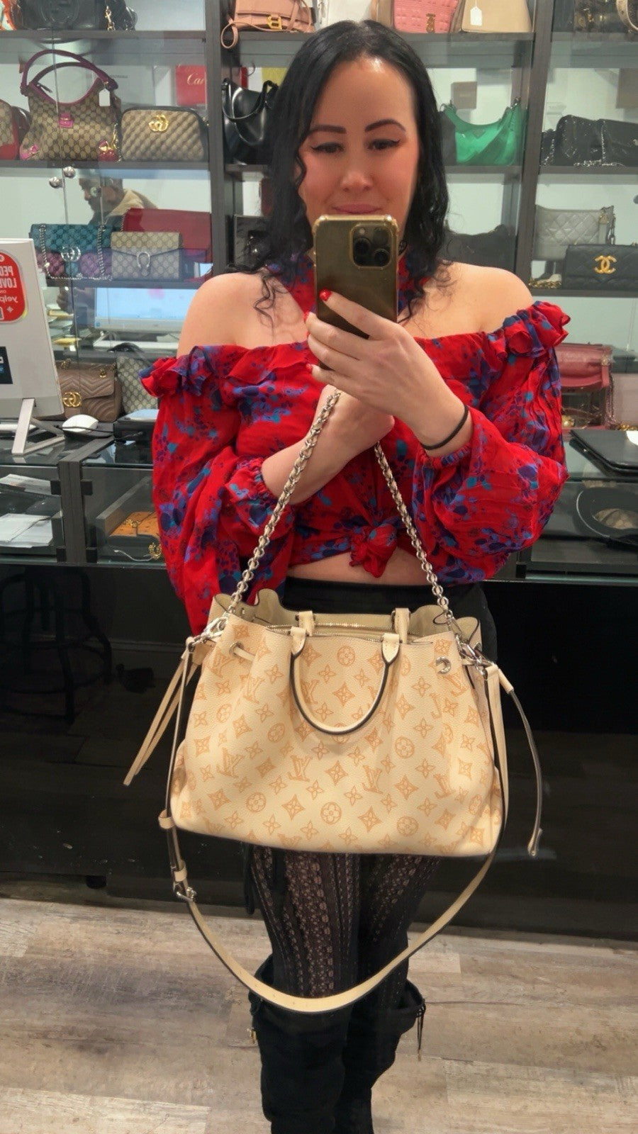 Louis Vuitton Mahina Leather Bella Tote With Authenticity Retail $5300