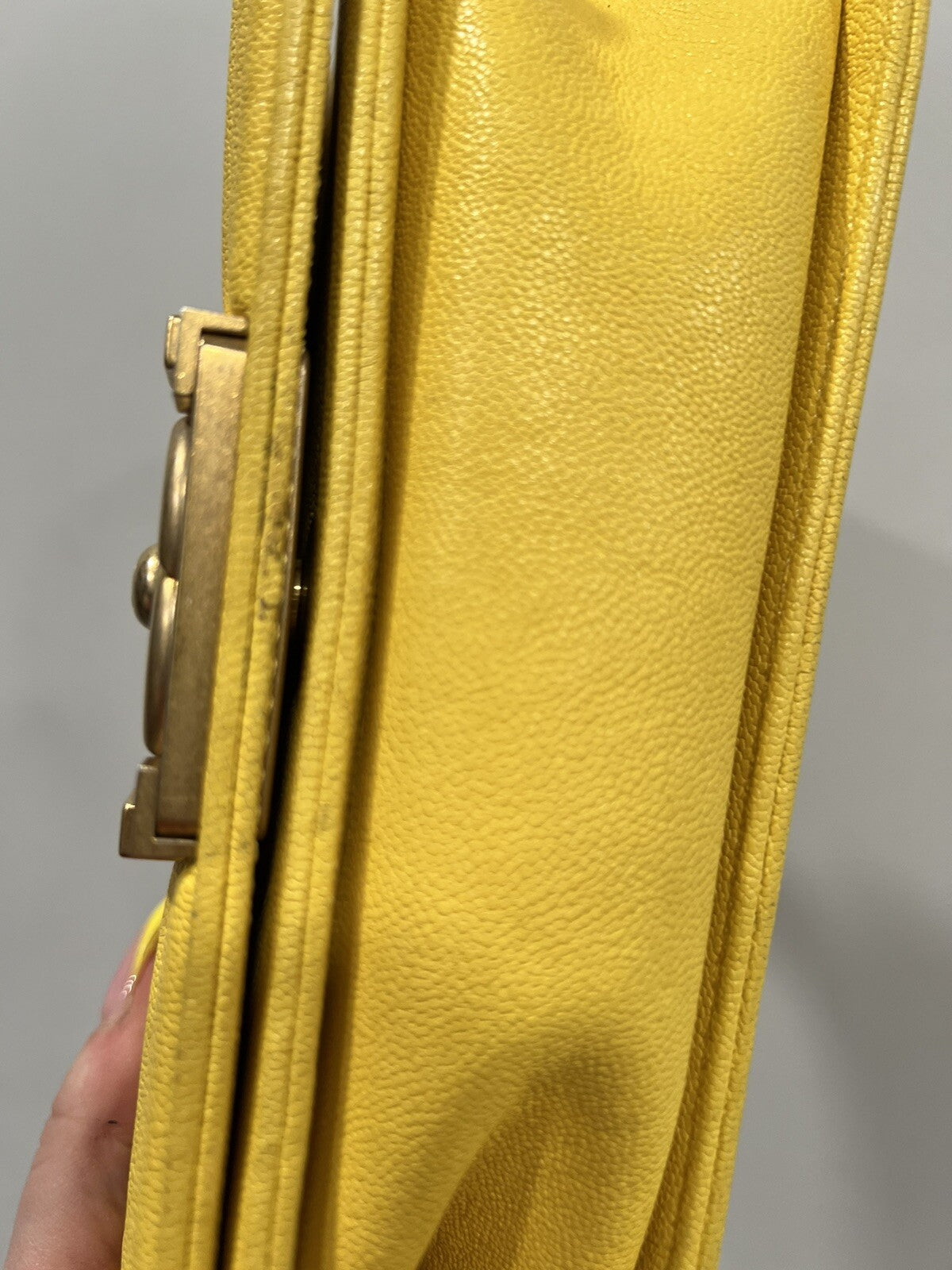 Chanel Caviar Small Yellow Boy Bag With Certificate Of Authenticity