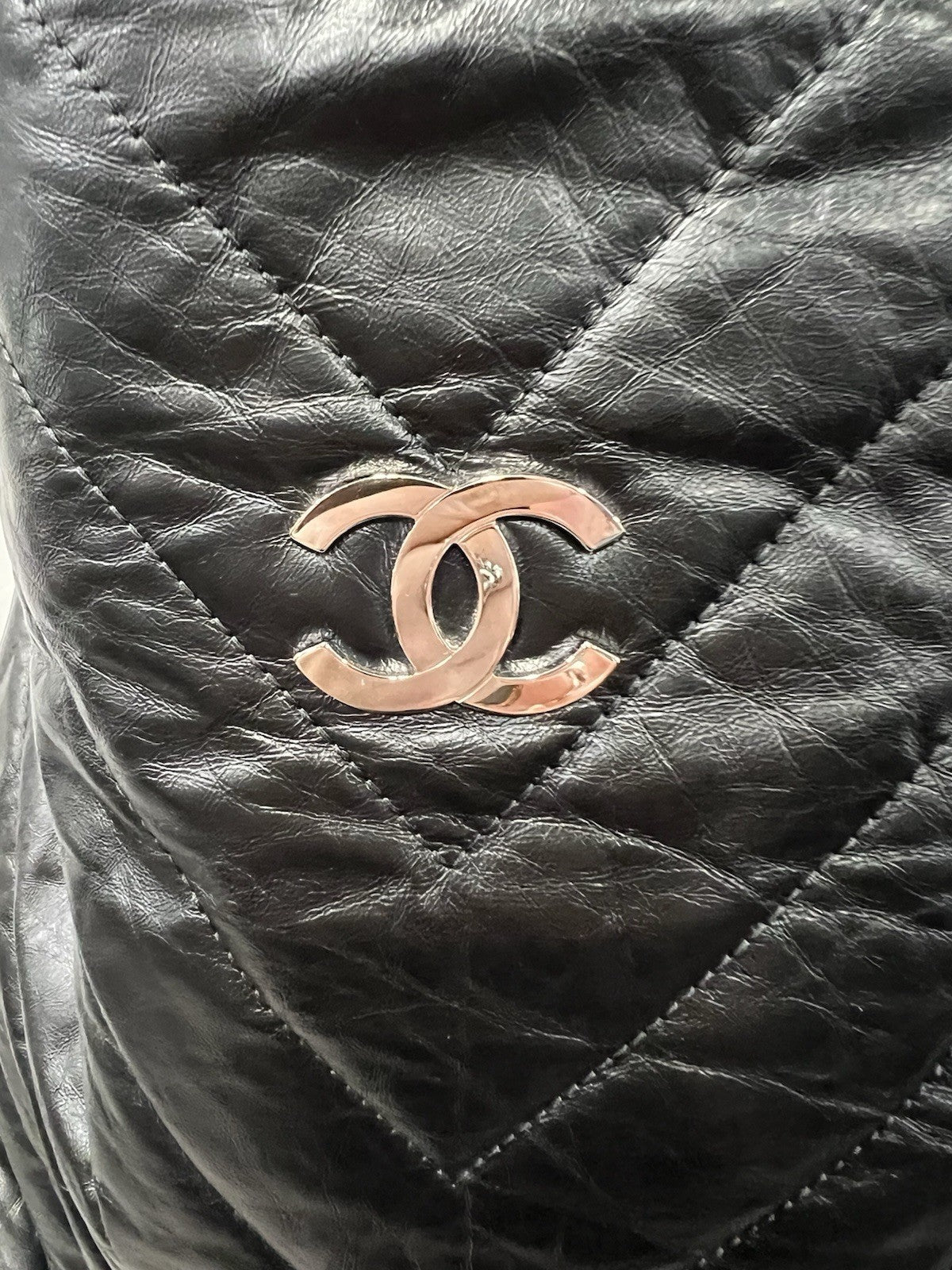 Chanel Leather Quilted Big Bang Travel Hobo Bag W/Authenticity