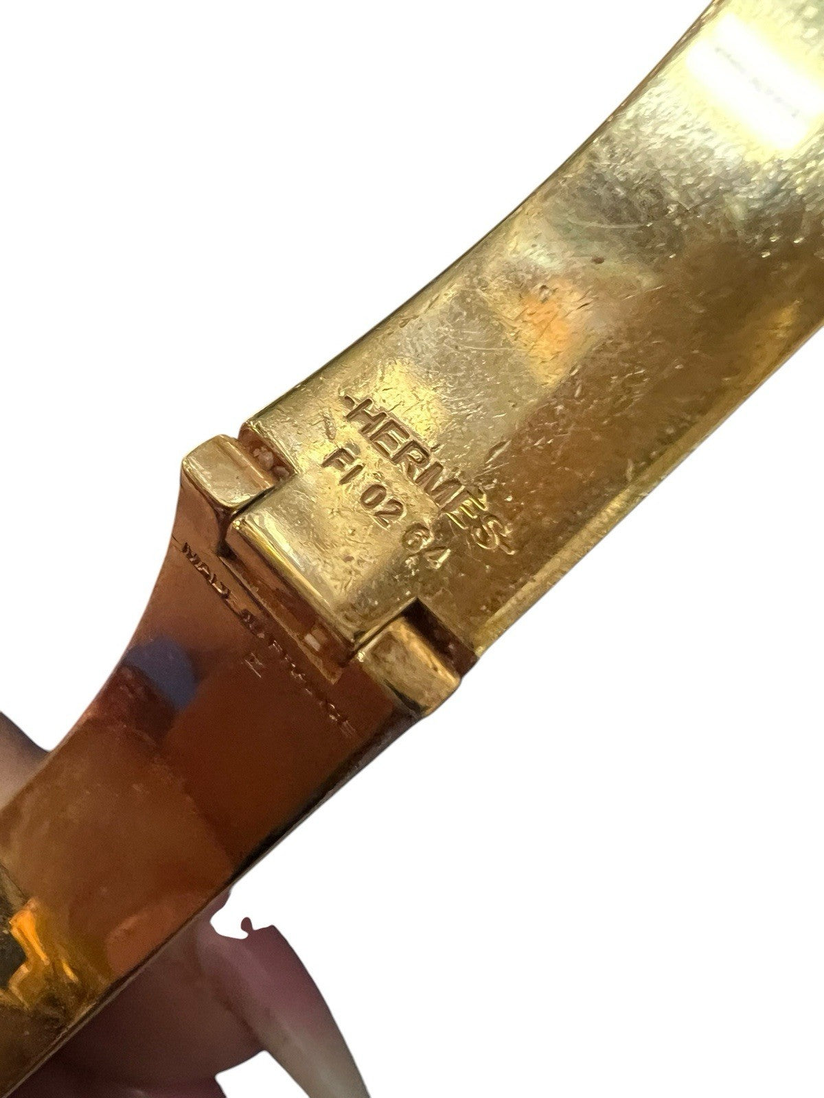 Hermes Click H Red/Gold Cuff Bracelet Retail $810 AUTHENTIC 6.75"