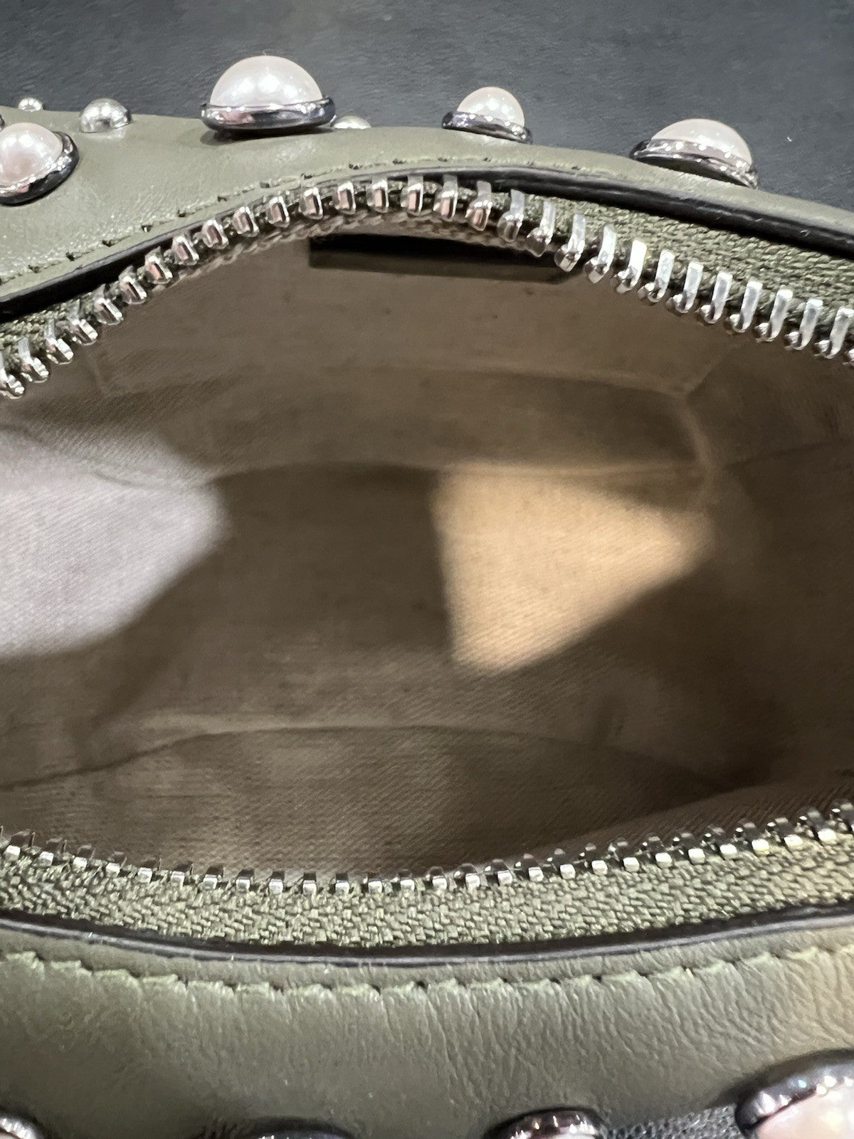 Jimmy Choo Olive Green Pearl Gromet Embellished Crossbody