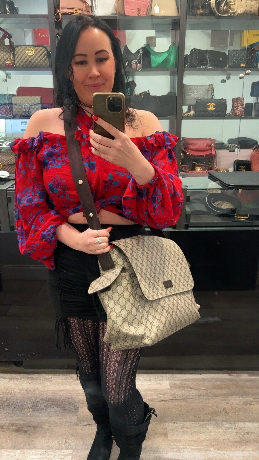 Gucci GG Supreme Cavas Large Changing Diaper Bag W/Authenticity Retail $2300