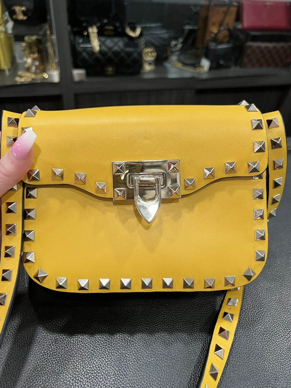 Valentino Garavani Yellow Rockstud Crossbody Small Bag Retail $2195