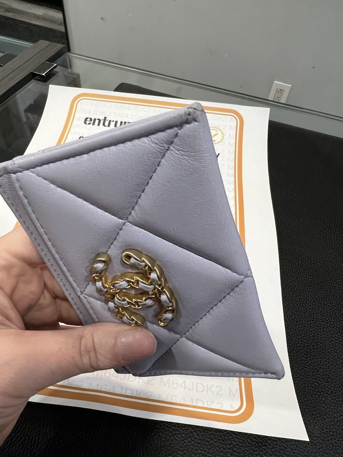 Chanel 19 Lavender Gold Card Case With Authenticity