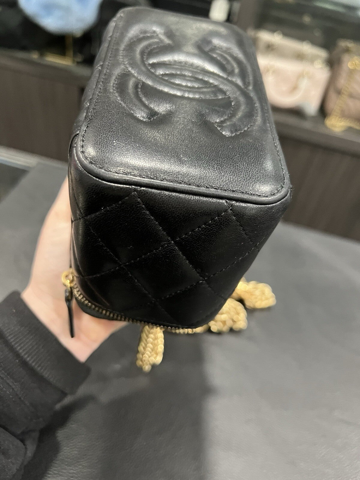 Chanel Charm Chain Vanity Lambskin Case W/Certifiacte Of Authenticity