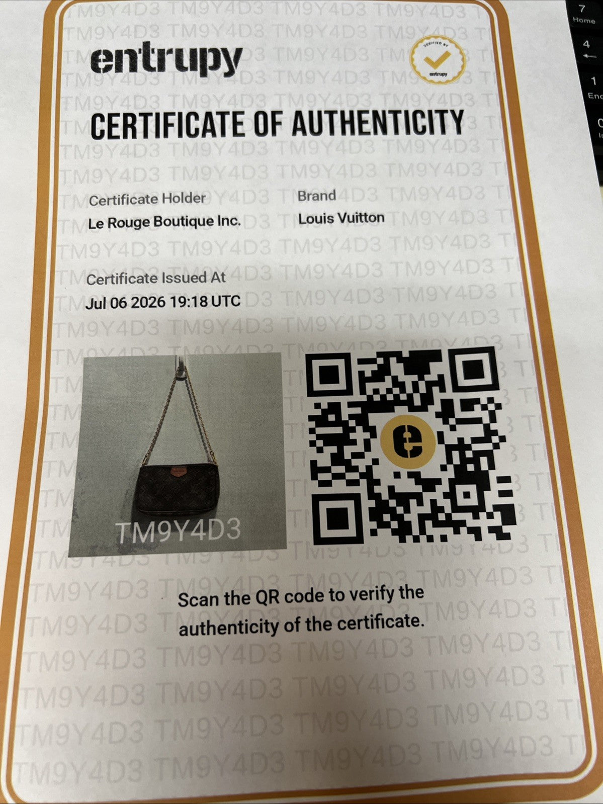 Louis Vuitton Monogram Cavas Pochette Bag W/Authenticity