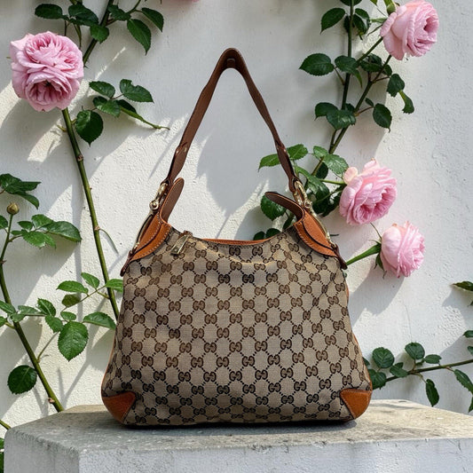 Gucci GG Canvas Bit Creole Shoulder Bag With Authenticity