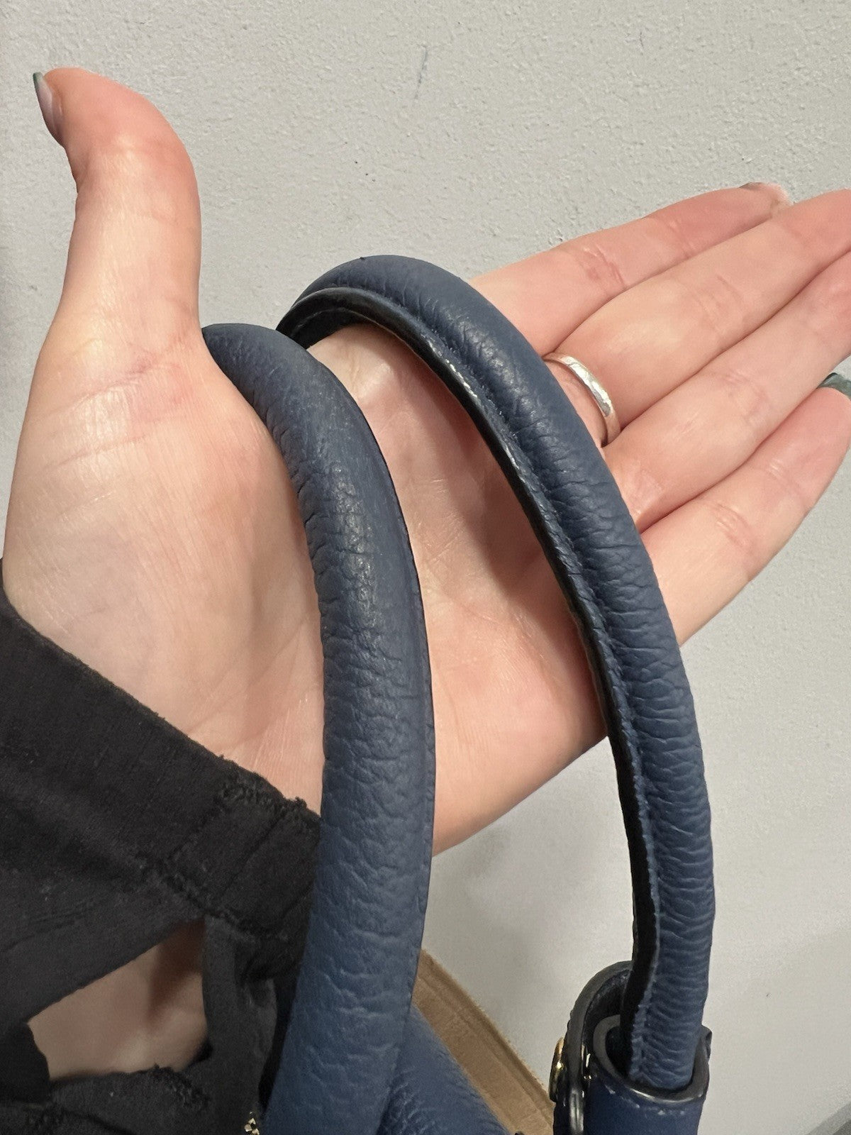 MCM Blue Leather Milla Tote With Canvas Strap