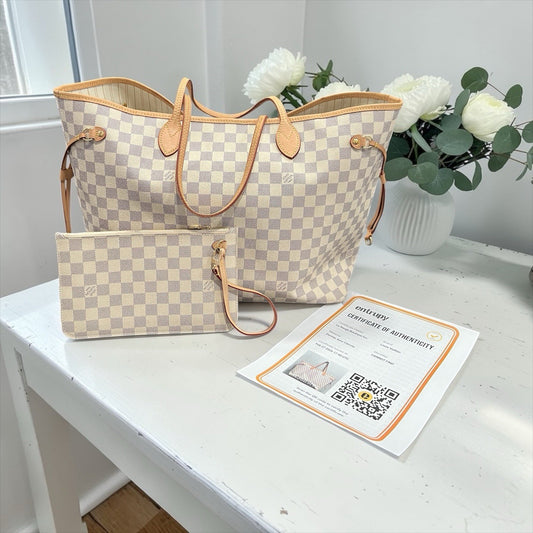 Louis Vuitton Damier Azure GM Neverfull With COA & Insert