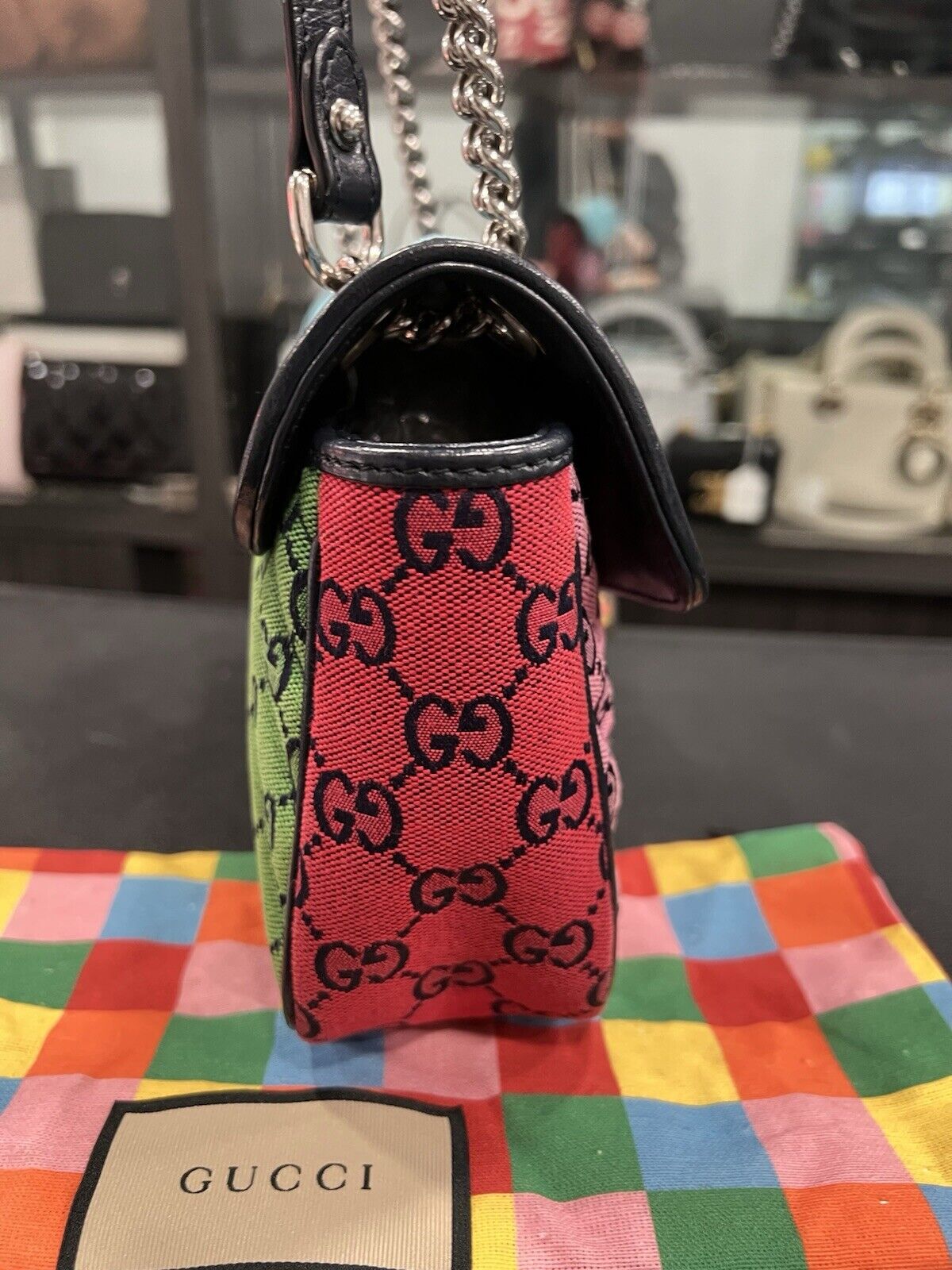 Gucci GG Marmont Flap Bag Diagonal Quilted GG Canvas Small LTD ED.