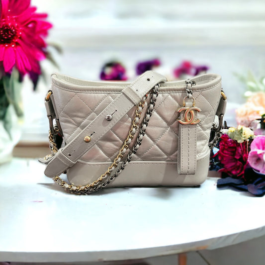 Chanel Gabrielle Small Taupe Multi Chain Bag W/Certificate Of Authenticity