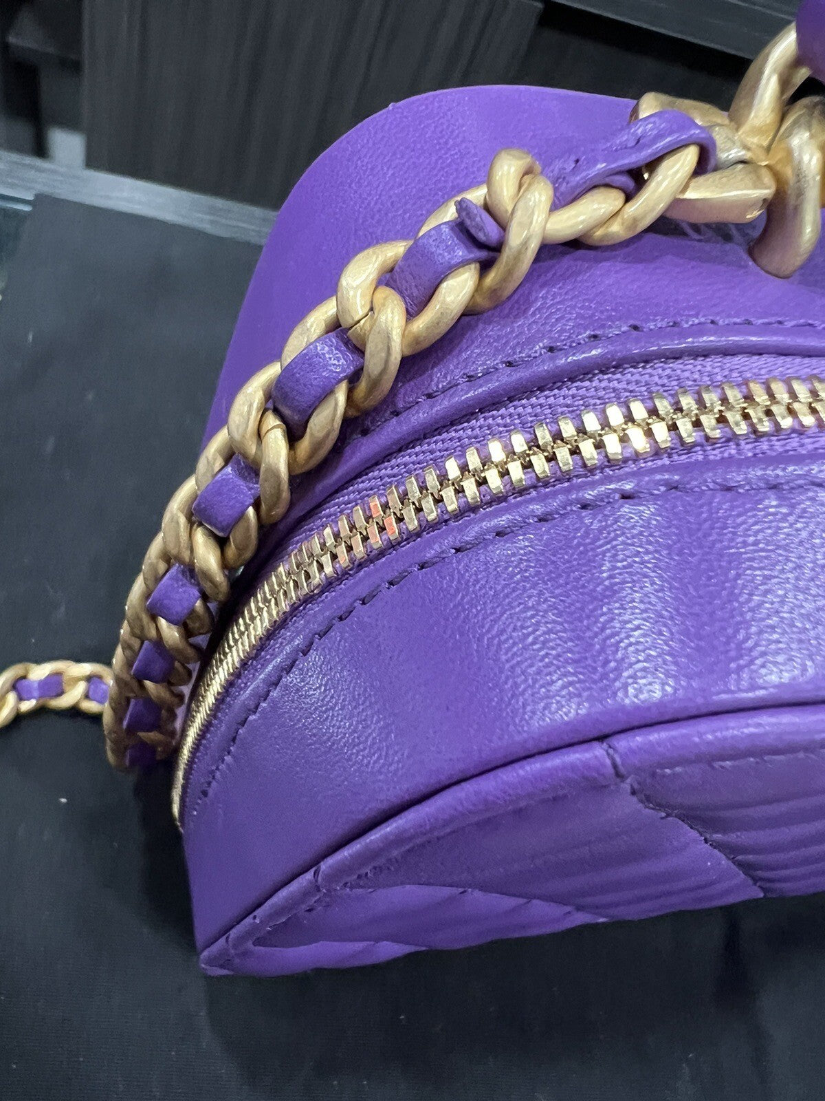 Chanel Vanity Case Purple/Antique Gold  Includes Tags Duster AUTHENTIC