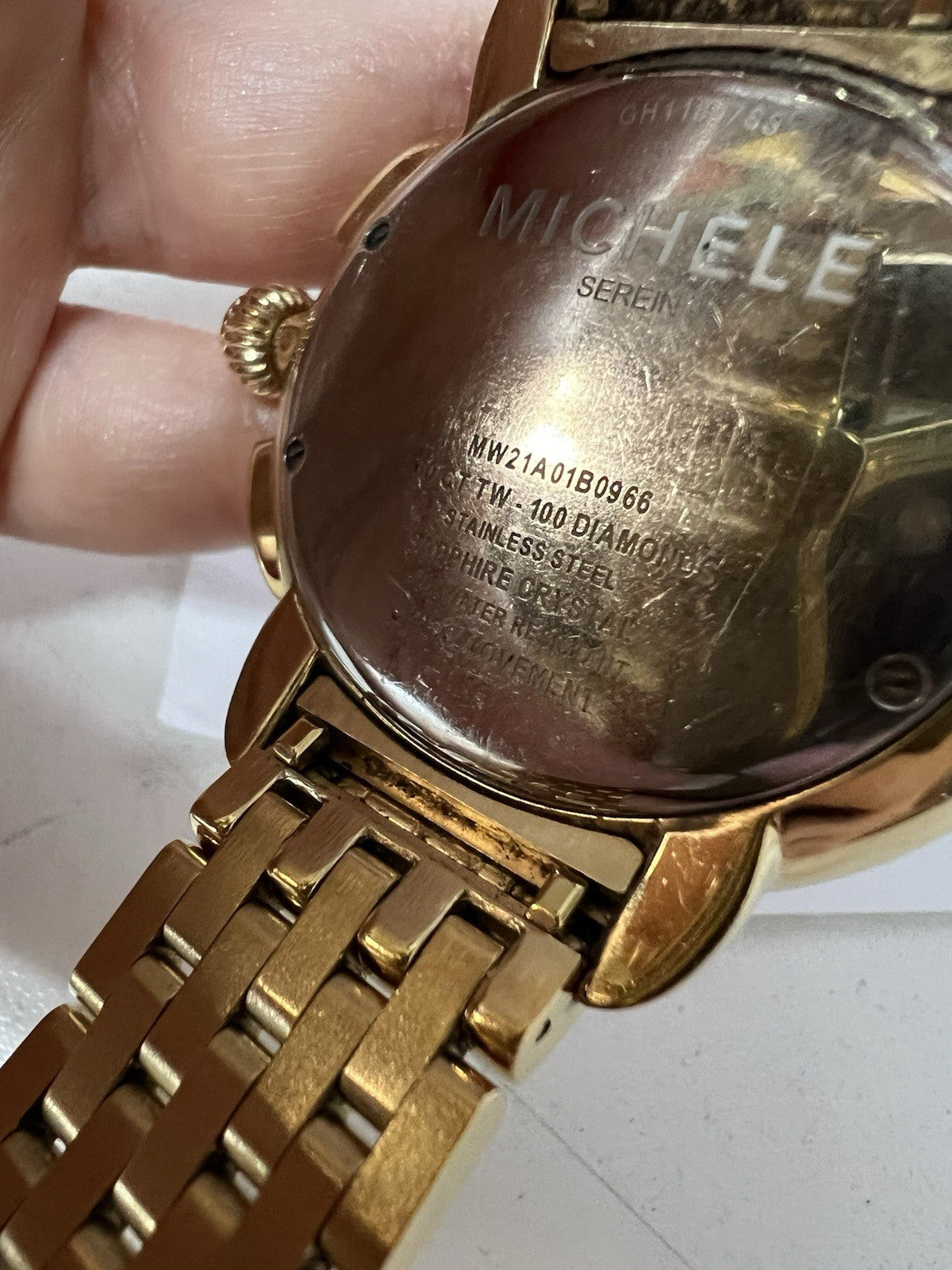 Michele 18k Gold Plated Diamond Bezel Chronograph MW21A01B0968