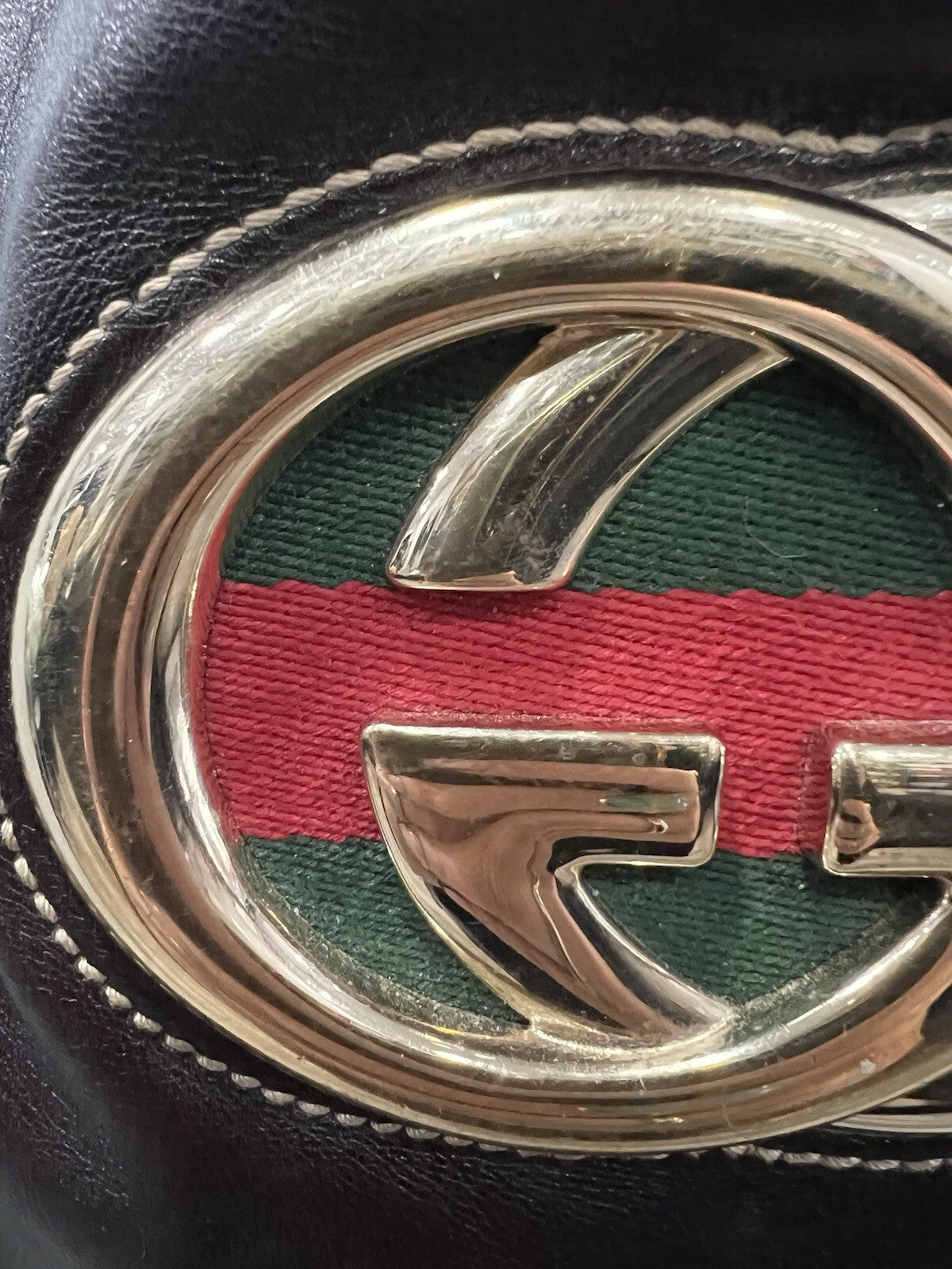 Gucci Leather Medium Britt Dark Brown Shoulder Bag With Authenticity