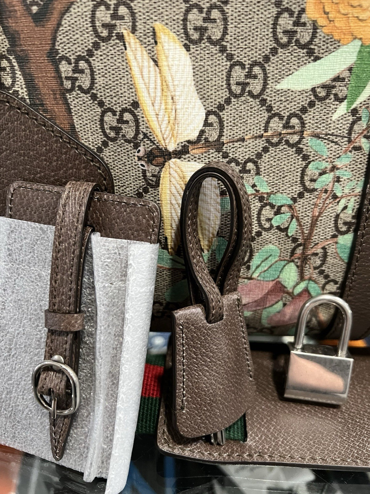 Gucci Supreme GG Tian Duffle Bag Limited Edition With Box lock key strap