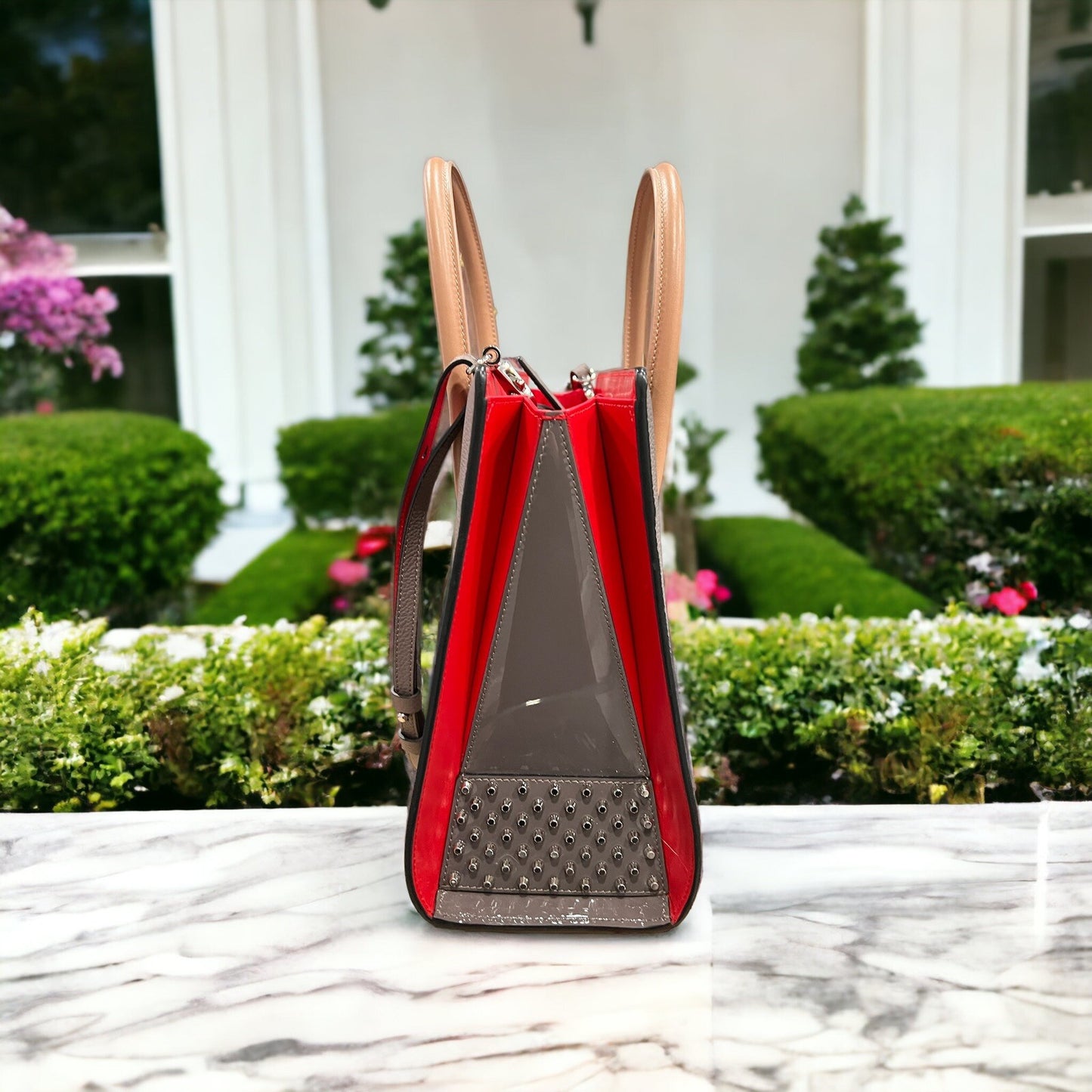 Christian Louboutin Paloma Medium Calf Patent Bag "Storm" (Retail $2700)