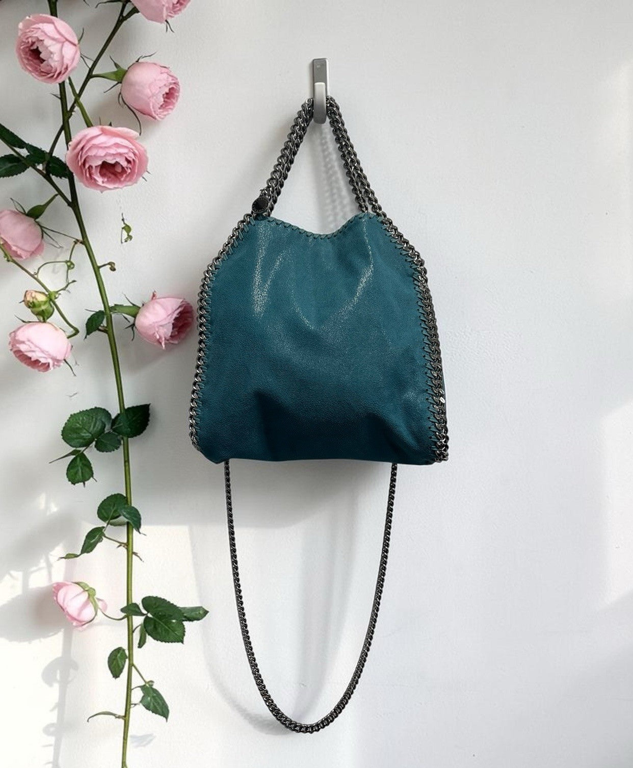 Stella McCartney Mini Teal Fabella Chain Bag Retail $1350