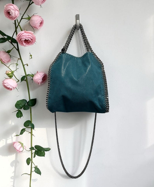 Stella McCartney Mini Teal Fabella Chain Bag Retail $1350