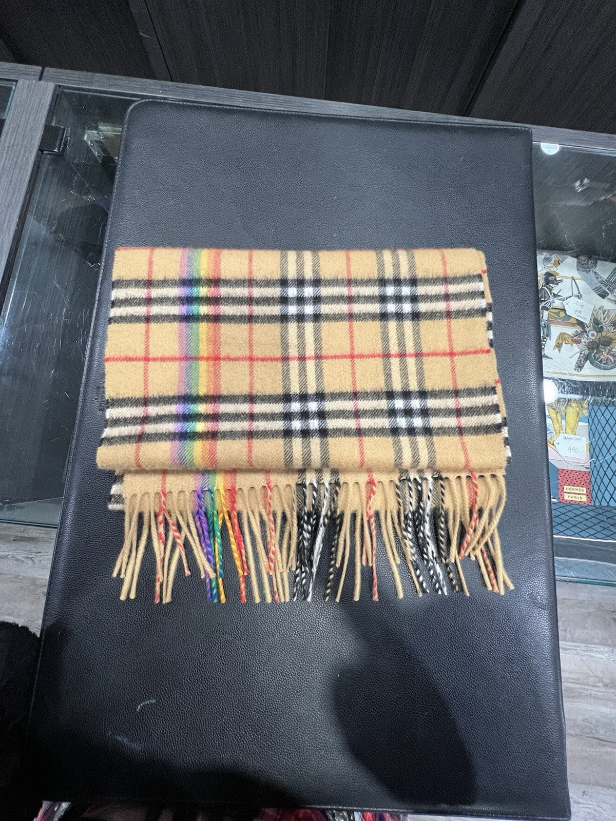 Burberry London Limited Edition Classic Check Cashmere Rainbow Scarf