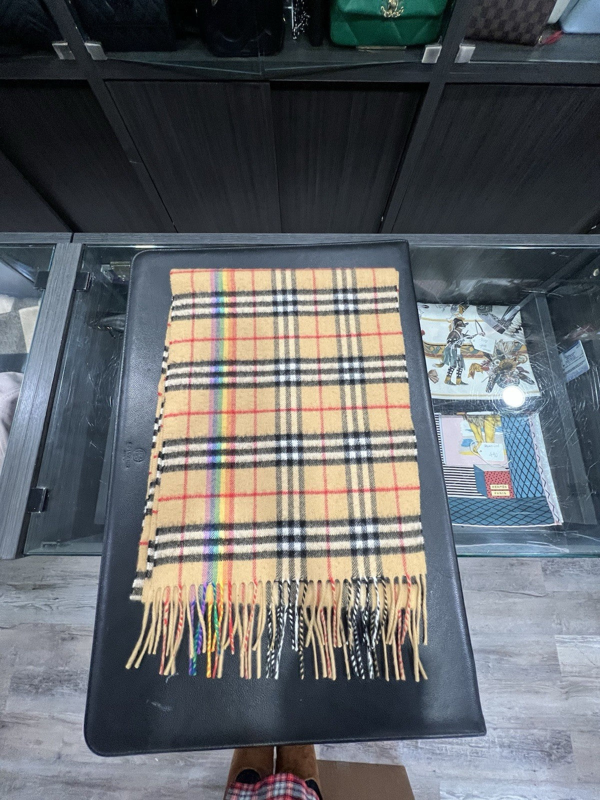 Burberry London Limited Edition Classic Check Cashmere Rainbow Scarf