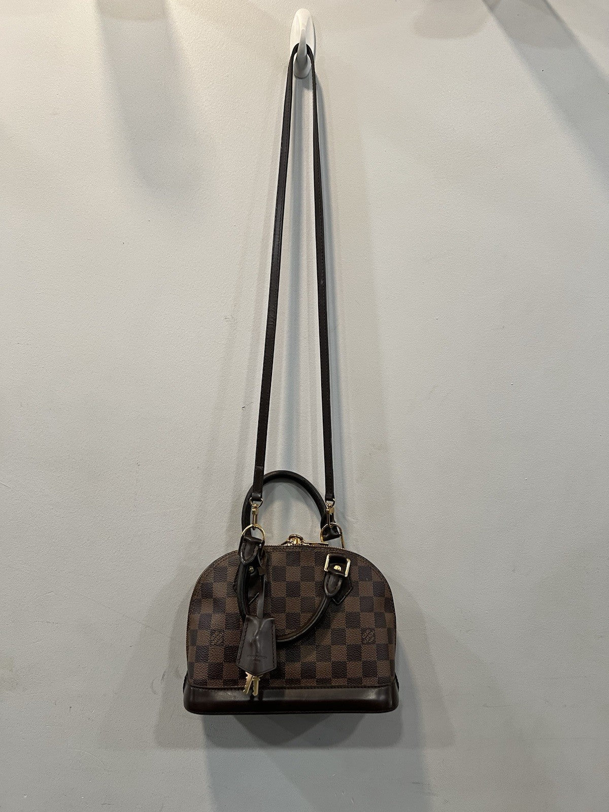 Louid Vuitton Damier Ebene BB Alma W/Lock Key & Authenticity Retail $2k