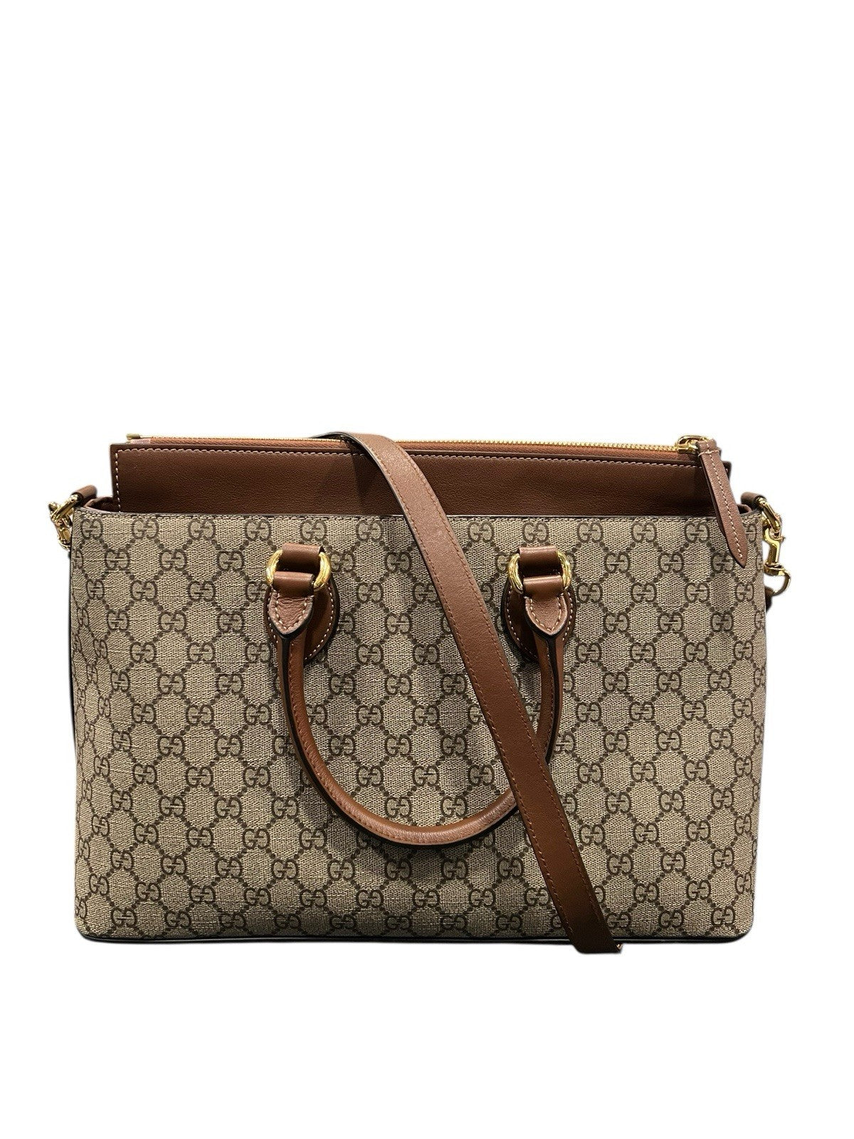 Gucci GG Supreme Large Zip Tote Crossbody With Authenticity