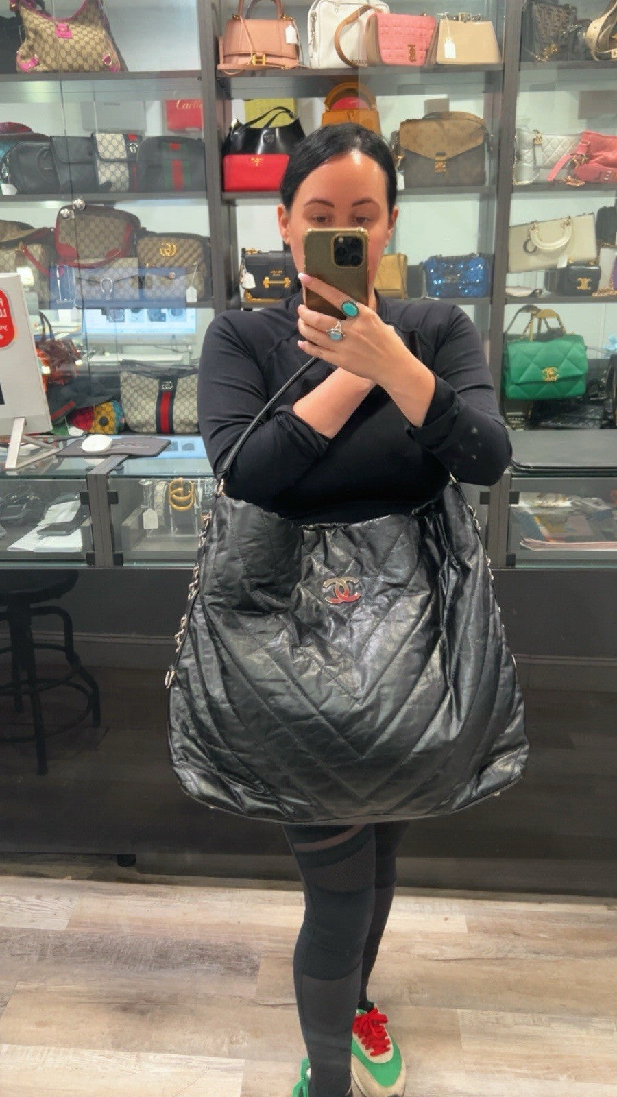 Chanel Leather Quilted Big Bang Travel Hobo Bag W/Authenticity