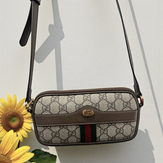 Gucci Ophidia GG Supreme Mini Crossbody With Authenticity Retail $1150