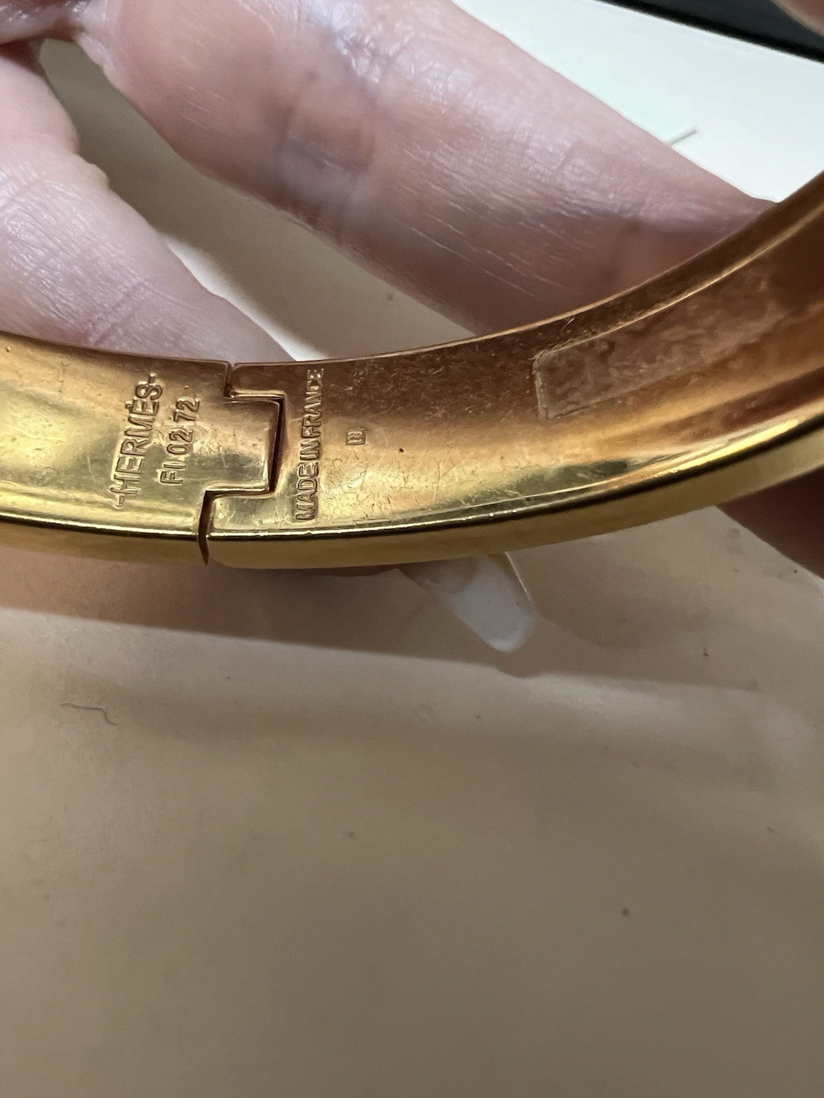 Hermes Click H Black/Gold Cuff Bracelet Retail $810 AUTHENTIC 6.75"