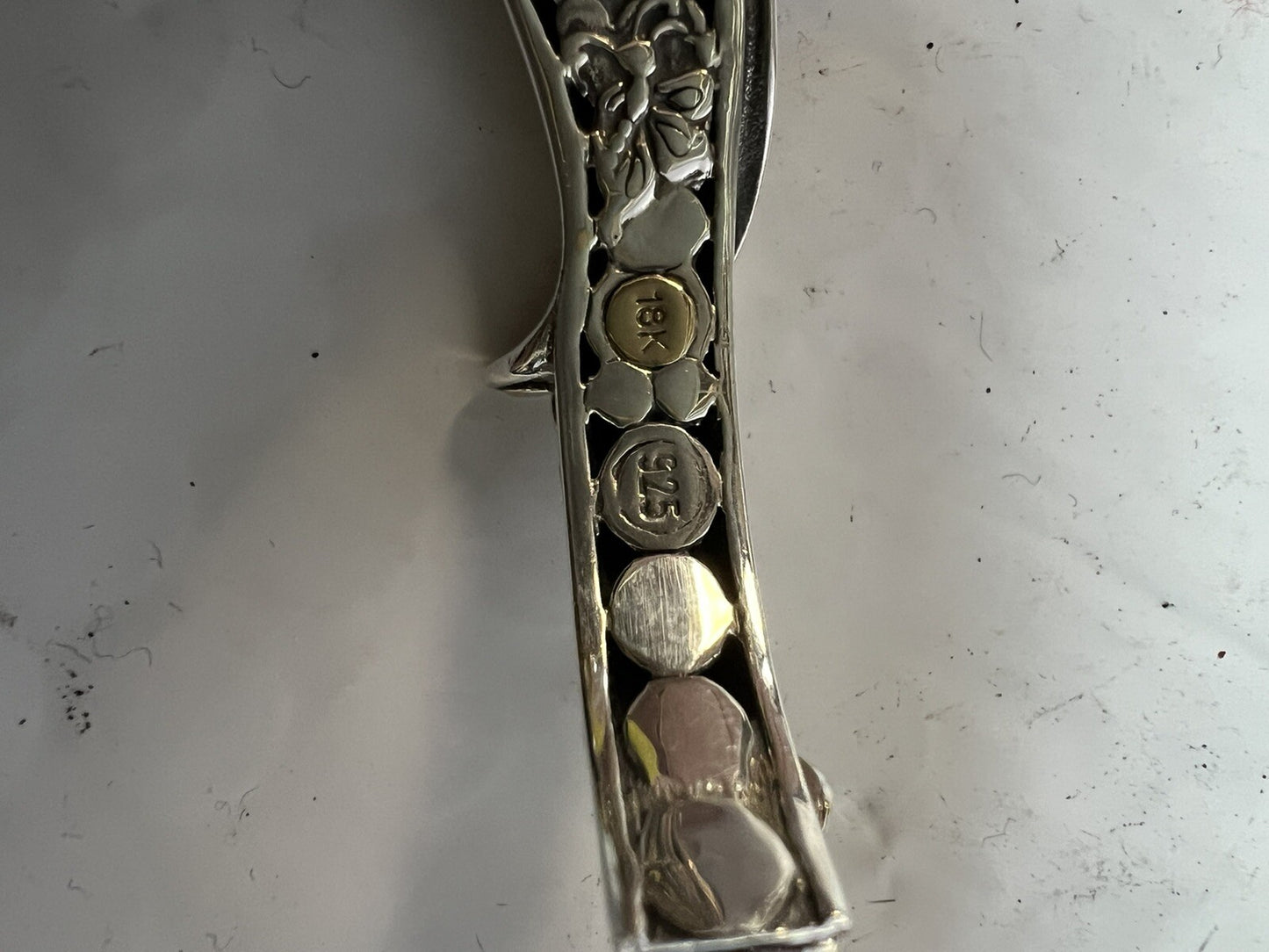 John Hardy .925 Sterling Silver 18k Gold Dot Leaf Bracelet 6.5" 36.0g