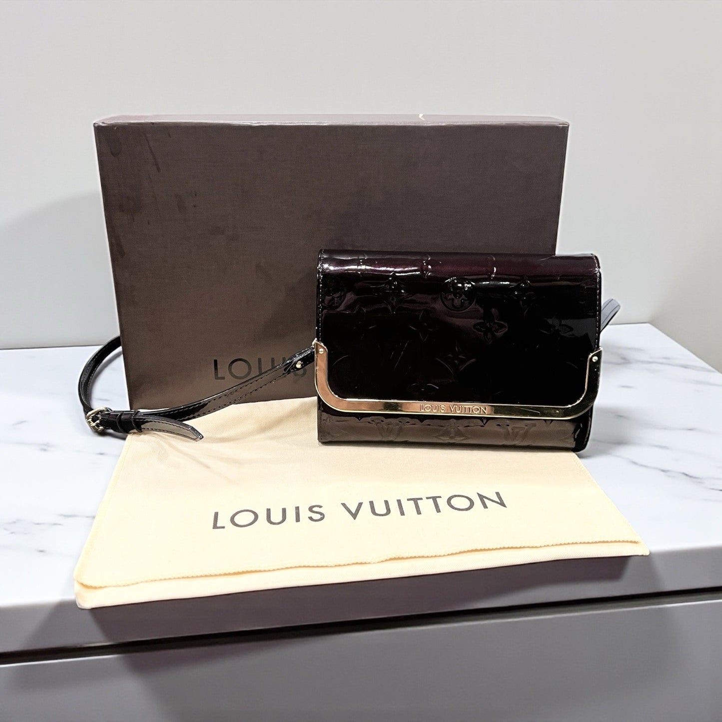 Louis Vuitton Vernis Amarante Rossmore PM Crossbody W/Box Duster & Authenticity