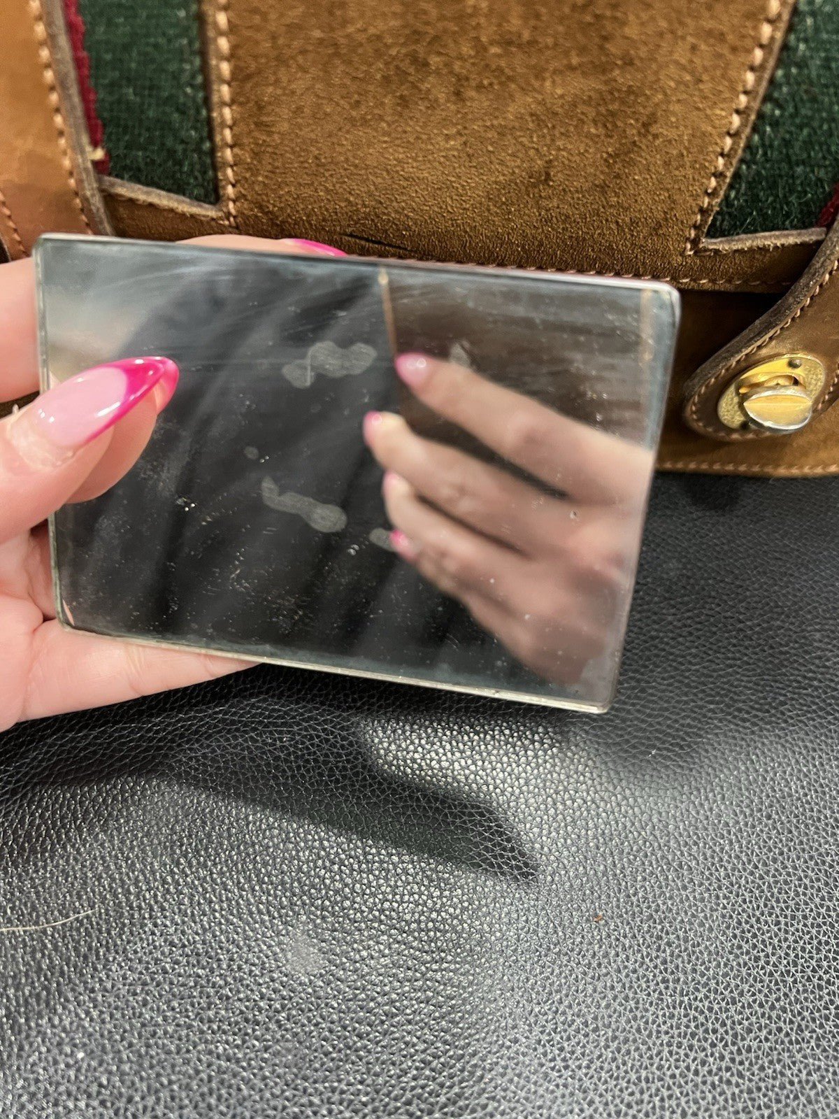 Gucci Vintage Cognac Suede Bamboo Handle Lunchbox Top Handle Bag RARE