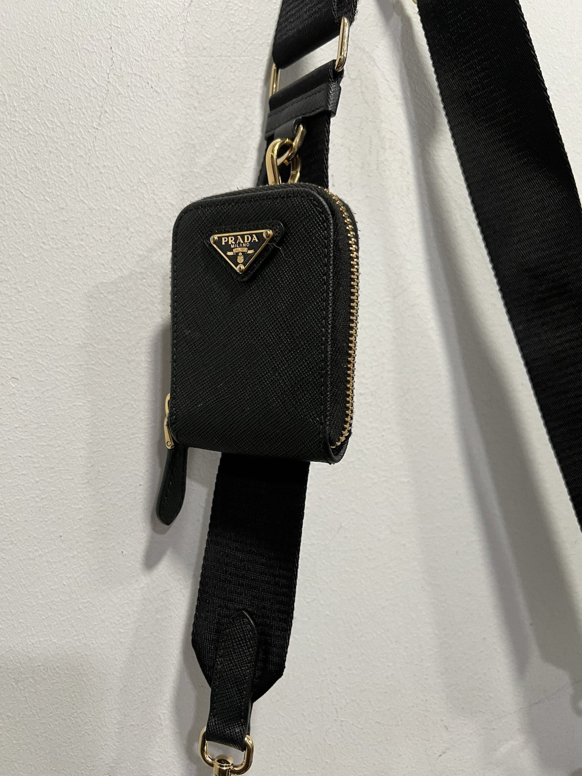 Prada Black/Gold Saffiano Re-Edition 2005 W/Authenticity Retail $2750