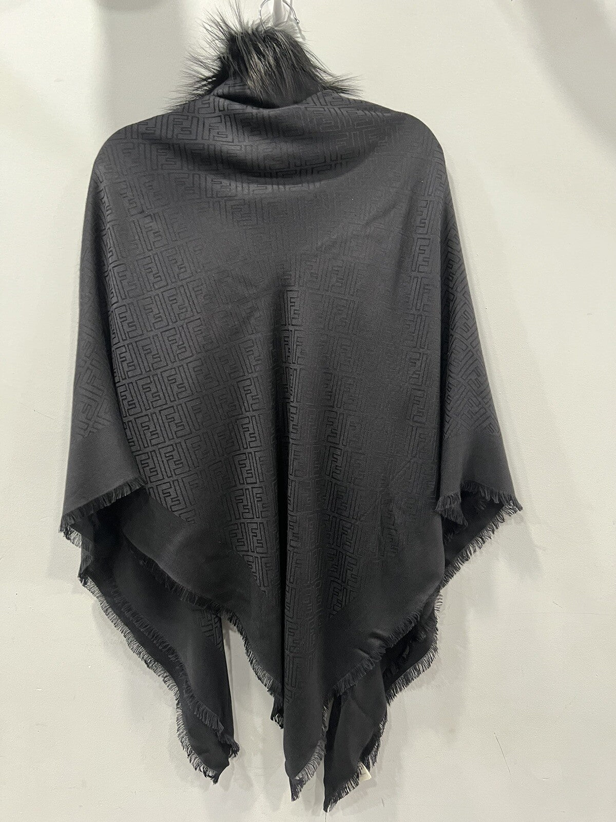 Fendi Silk Wool Blend/Fur Monogram Stole/Scarf With Box & Duster