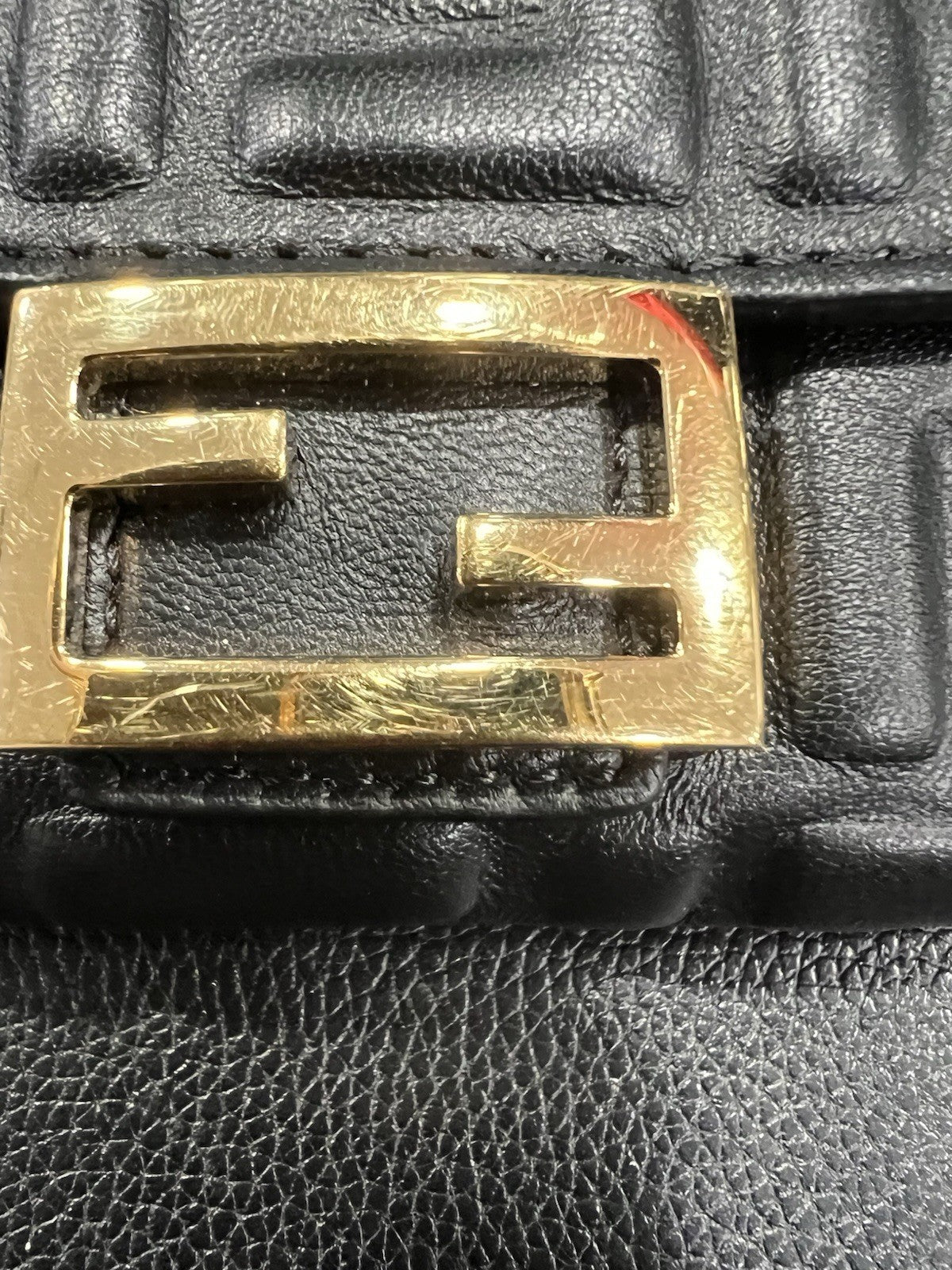 Fendi Black Nappa Leather Baguette Continental Wallet On Chain