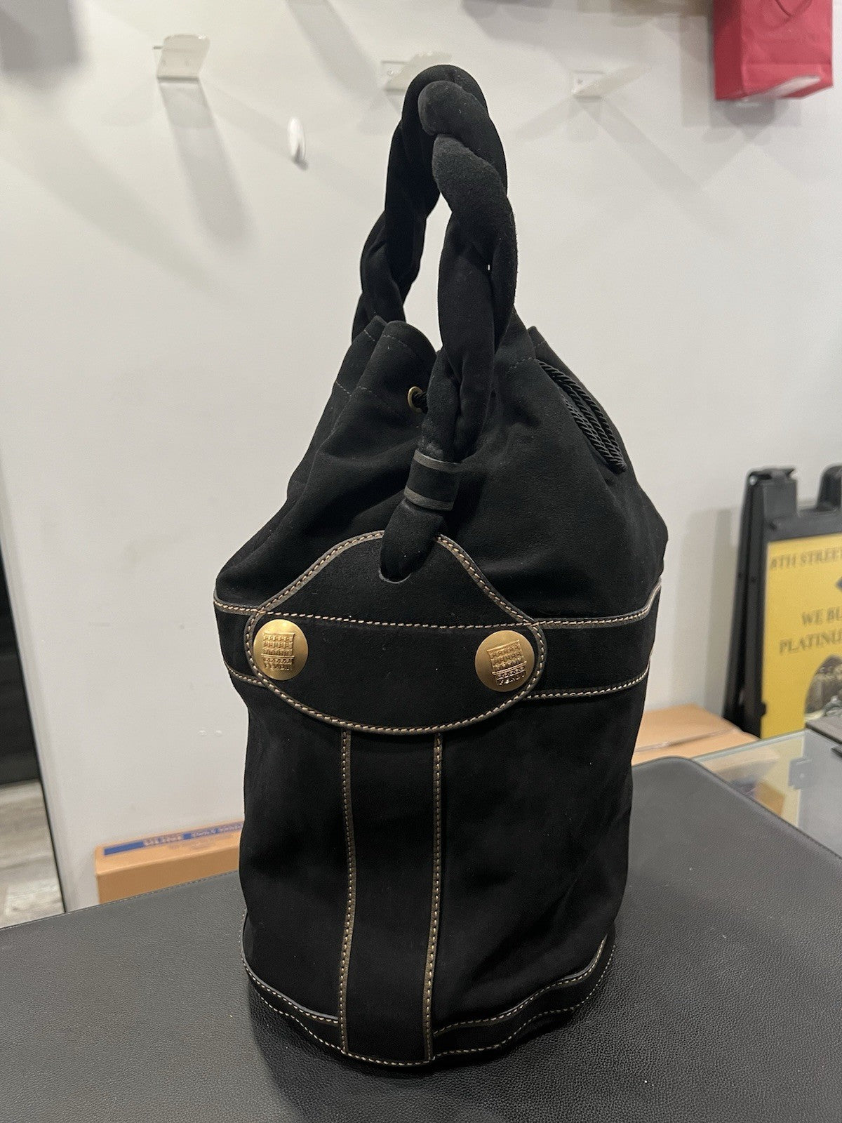 Fendi Vintage Suede Palazzo Bucket Bag Y2k 2006 Collection