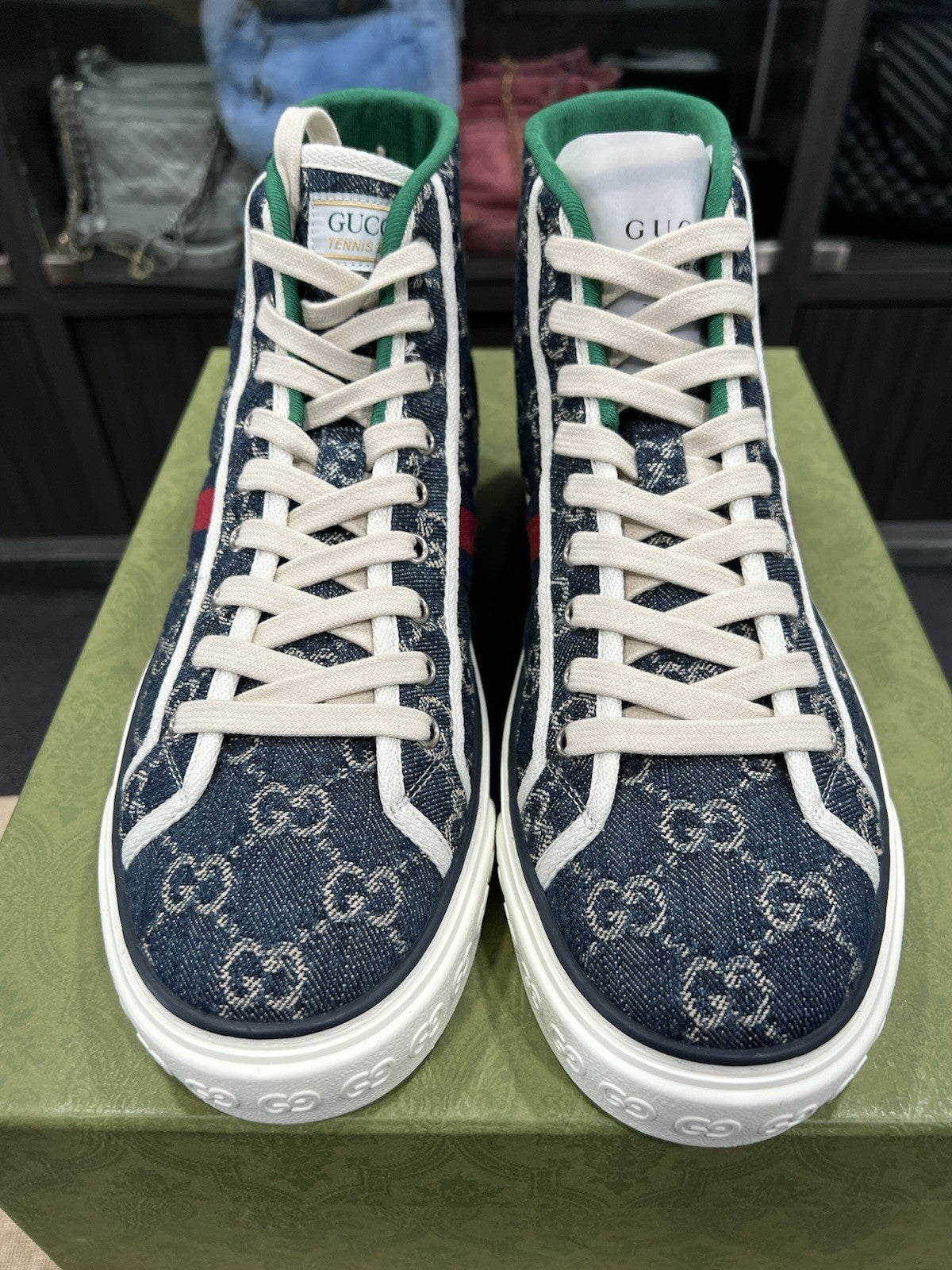 Gucci Men's 1977 Tennis Denim High Top Sz EU8.5/US9.5
