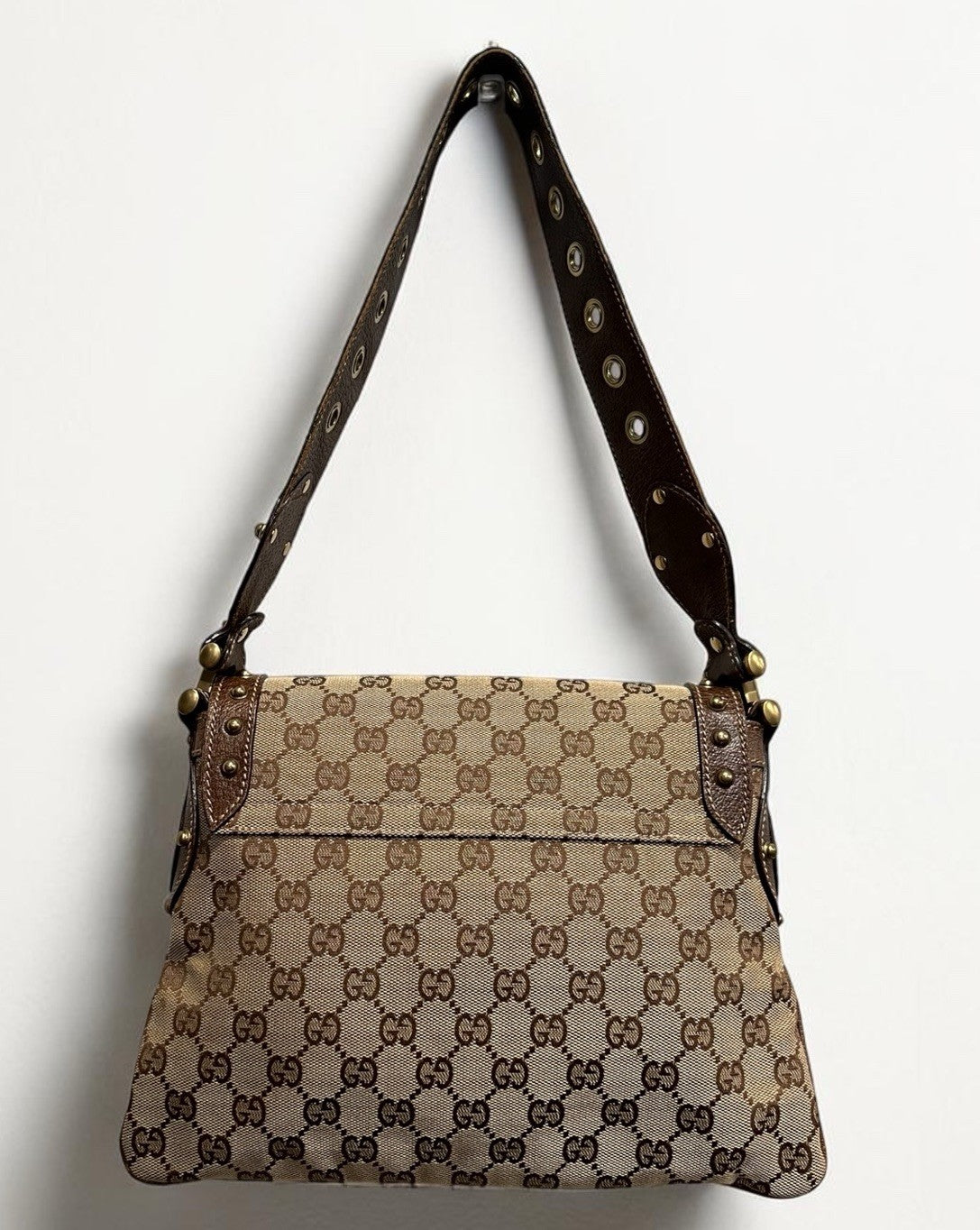 Gucci GG Pelham Runway Studded Shoulder Bag With Duster & Authenticity