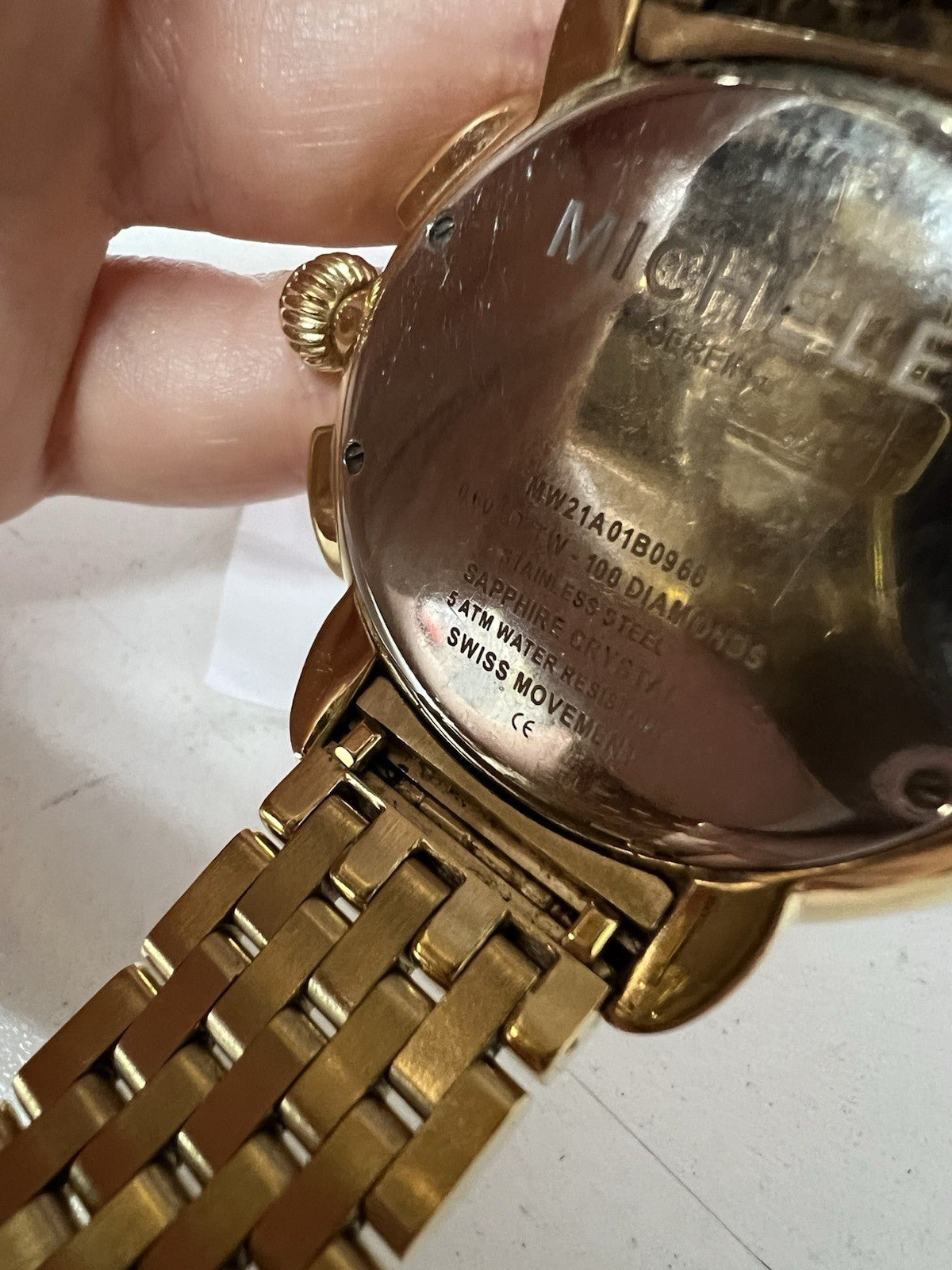 Michele 18k Gold Plated Diamond Bezel Chronograph MW21A01B0968