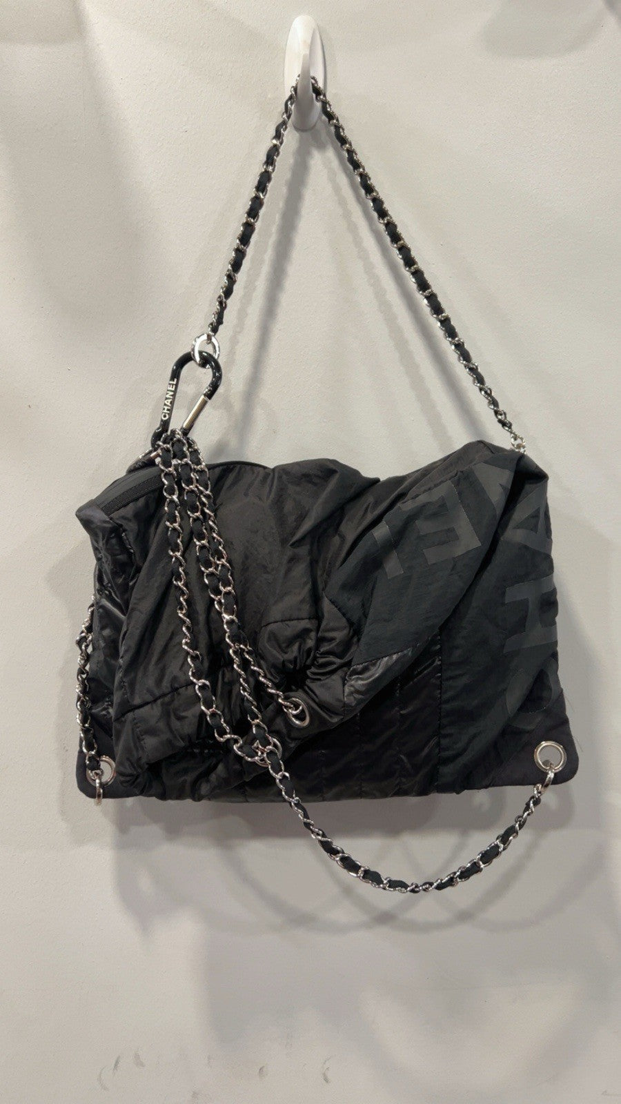 Chanel Nylon Neige Covertible Drawstring Backpack W/Certificate of Authenticity