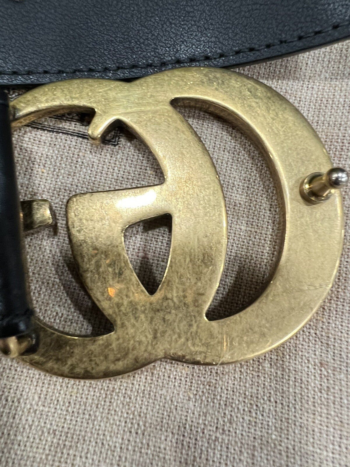 Gucci Marmont Black/Aged Gold Belt W/Box Duster & Receipt (Retail $520) 95/38"