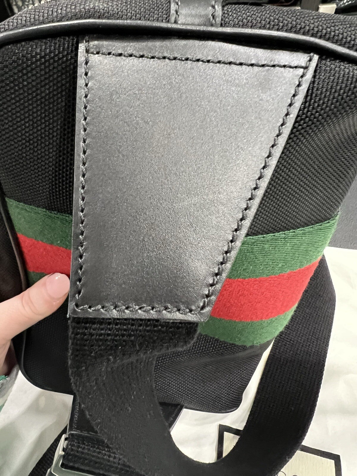 Gucci Techno Web Stripe Belt Bag W/Duster & Authenticity