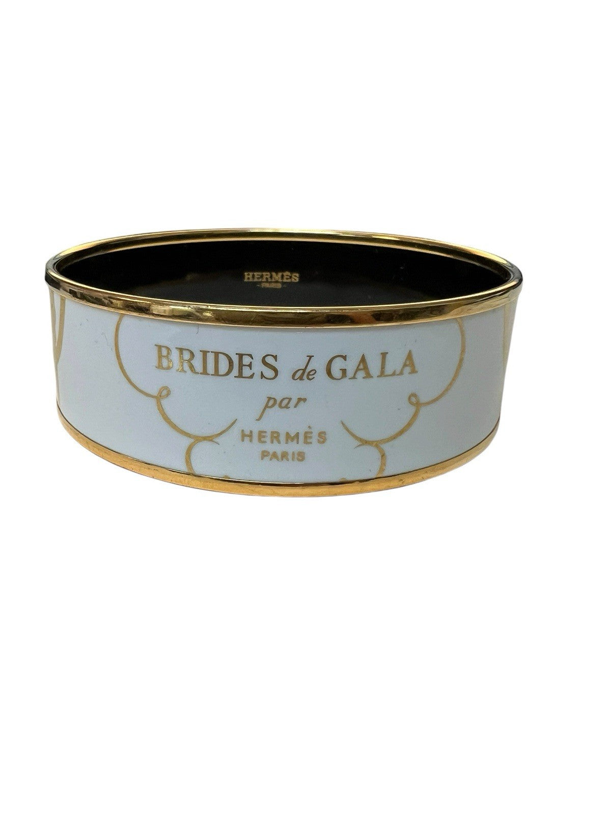 Hermes Brides de Gala White/Gold Bangle Bracelet Made In France