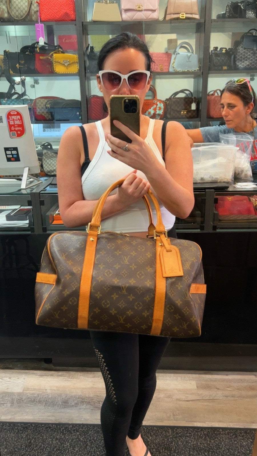 Louis Vuitton Monogram Canvas CarryAll Duffel Bag Vintage AUTHNETIC W/Lock & Key
