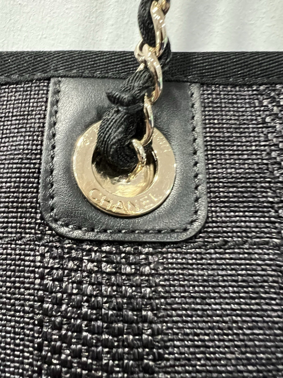 Chanel Mixed Fibers Striped Small Deauville Tote Navy Blue W/Authenticity