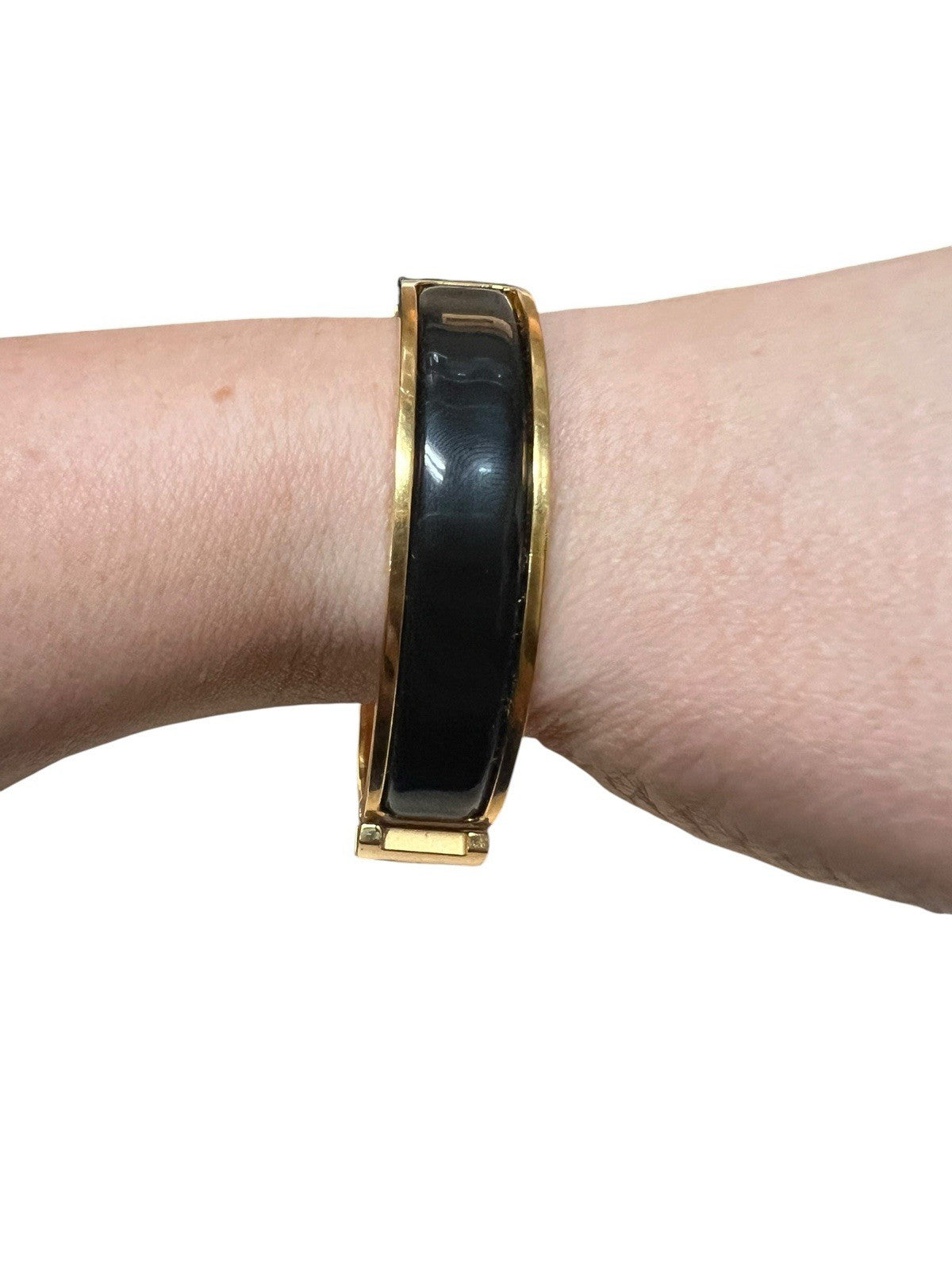 Hermes Click H Black/Gold Cuff Bracelet Retail $810 AUTHENTIC 6.75"
