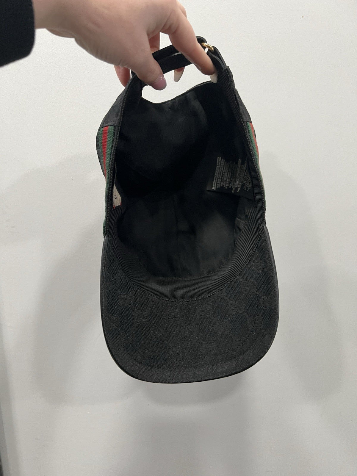 Gucci Original GG Black Canvas Monogram Web Baseball Hat