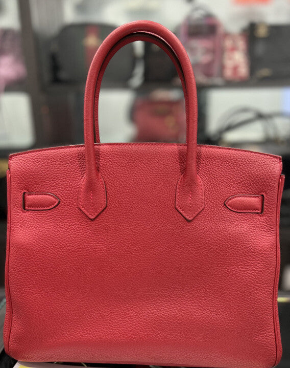Hermes Birkin Red/Gold Togo Leather 30 W/ Certificate Of Authenticity From 2020