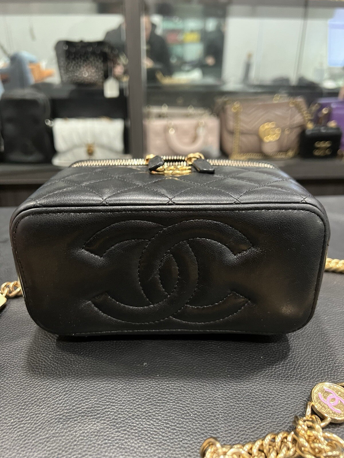 Chanel Charm Chain Vanity Lambskin Case W/Certifiacte Of Authenticity