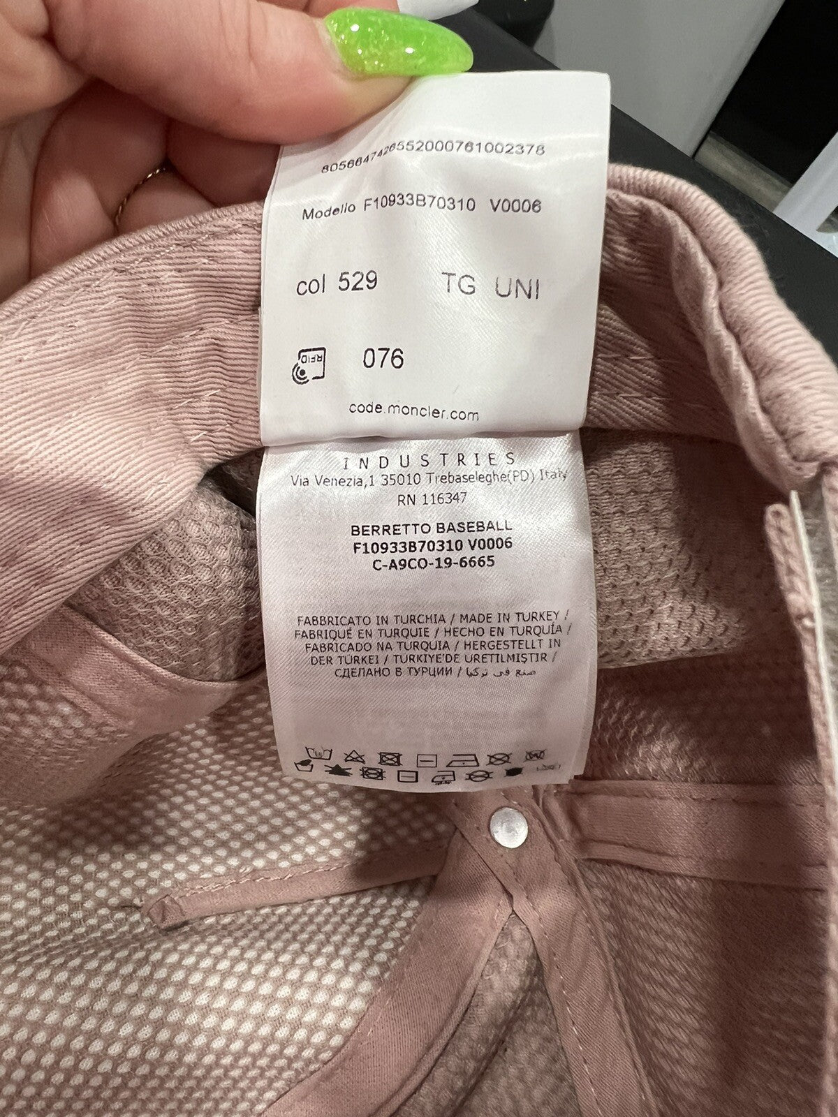 Moncler Pink Baseball Cap With Duster